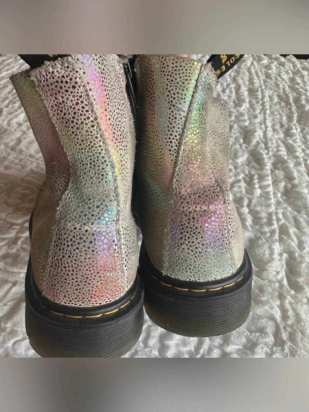 Dr Martens 1460 Rainbow Kidray Boots Kids US 3 EU34 Iridescent Glitter Combat
